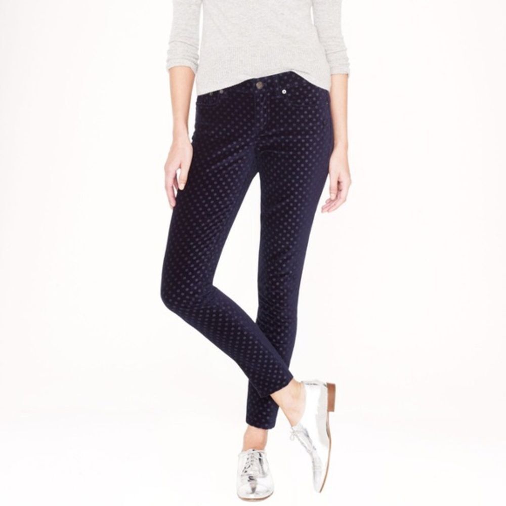 J.Crew Velvet Dot Toothpick Jeans 27